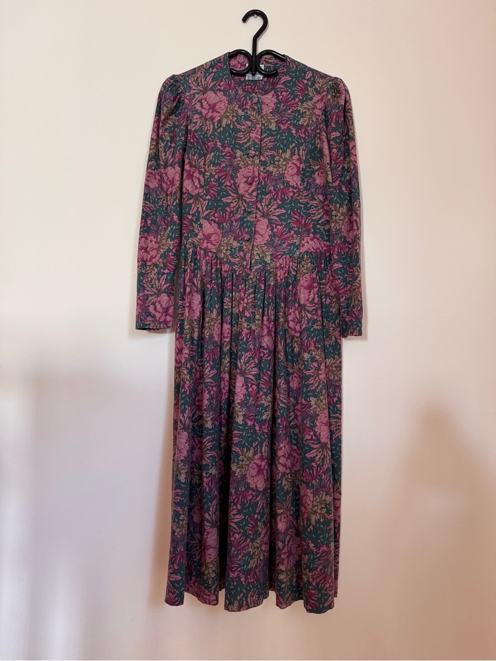 Laura Ashley cotton and wool Floral Long-Sleeve Midi Dress